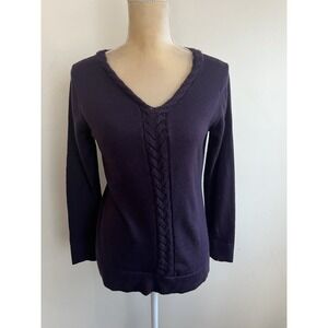 Cold Water Creek Merino Wool Blend Long Sleeve Top Purple Size M Winter Sweater